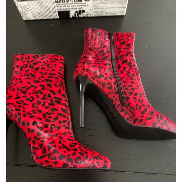 Jeffrey Campbell Temptation Stiletto Bootie's, Red Cheetah 11 Sexy Boots - Picture 16 of 16
